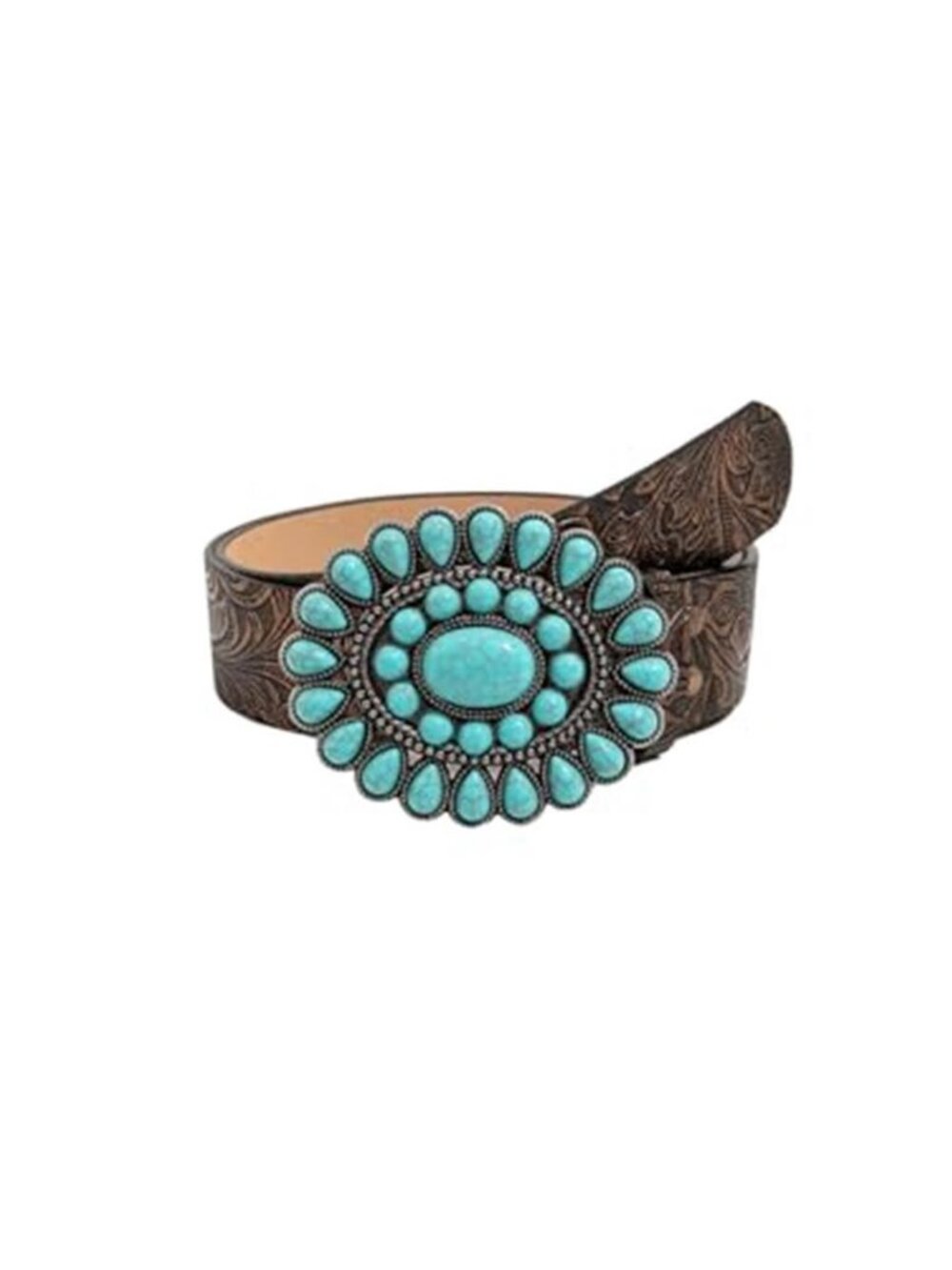 GORGLITTER Women's Turquoise Western Cowgirl Belt Leather Country Belts